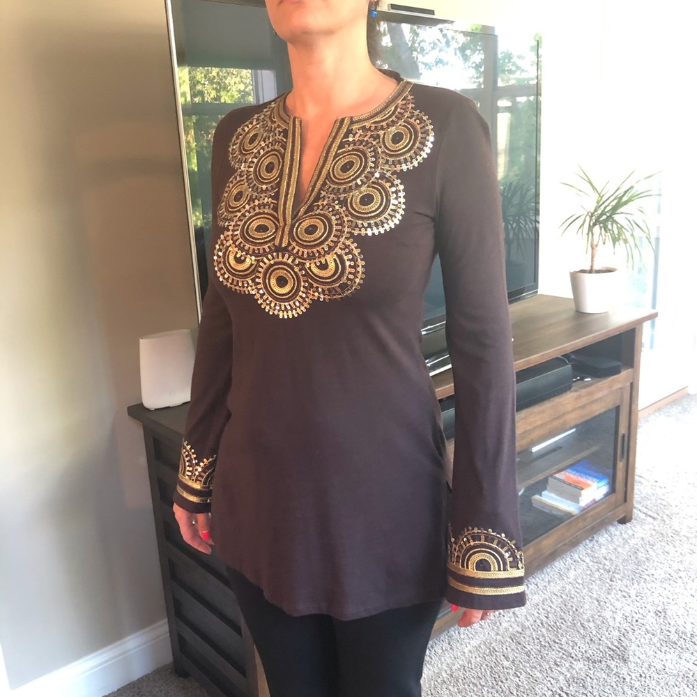 Dark chocolate brown tunic INC